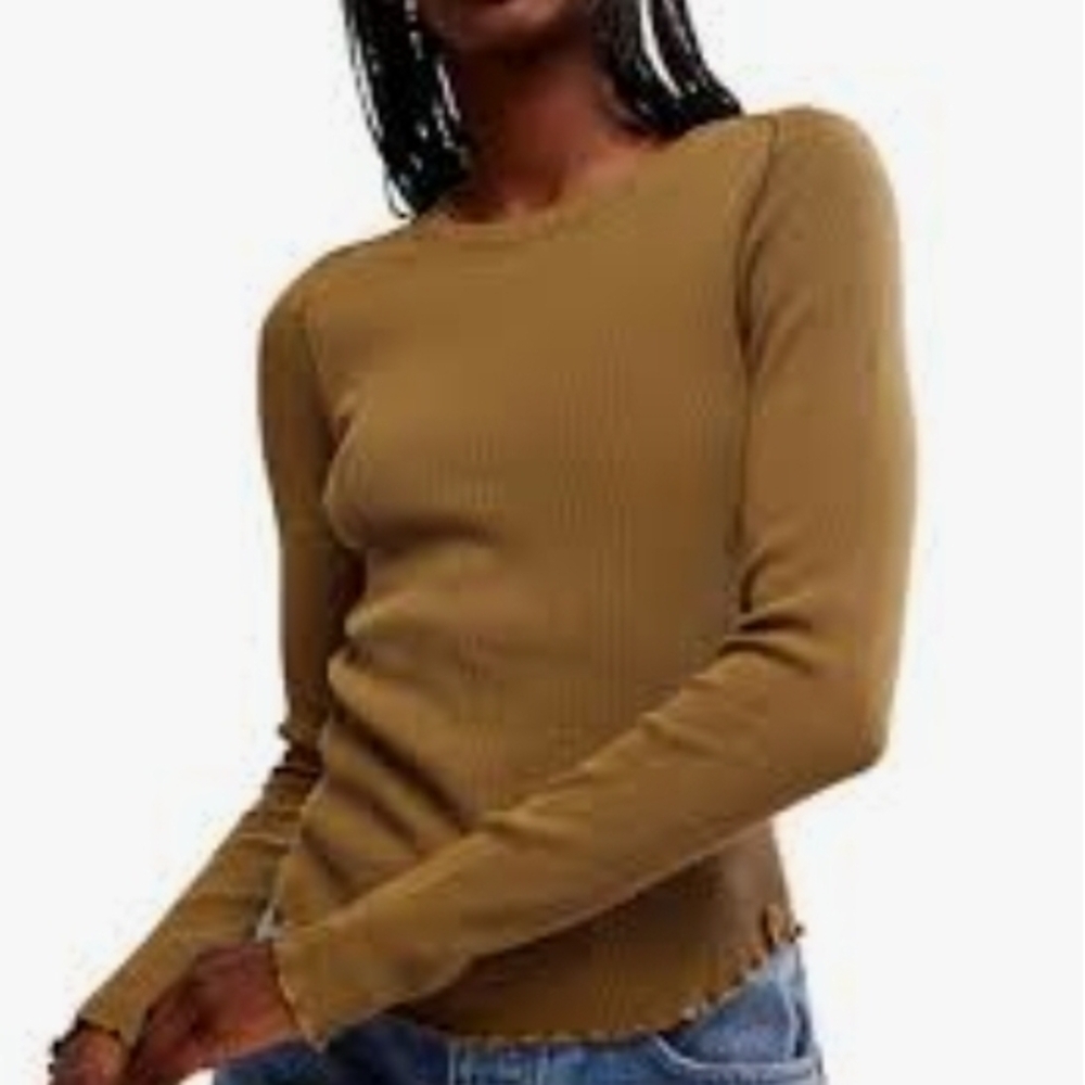We The Free Waffle Knit Top in Olive